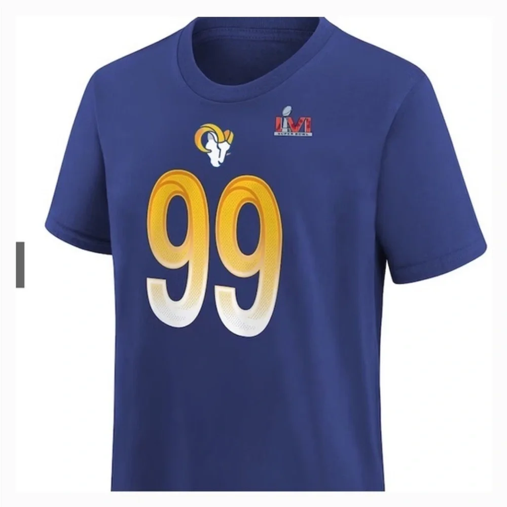 Youth Los Angeles Rams Nike Royal Super Bowl LVI Aaron Donald & #99 T-Shirt